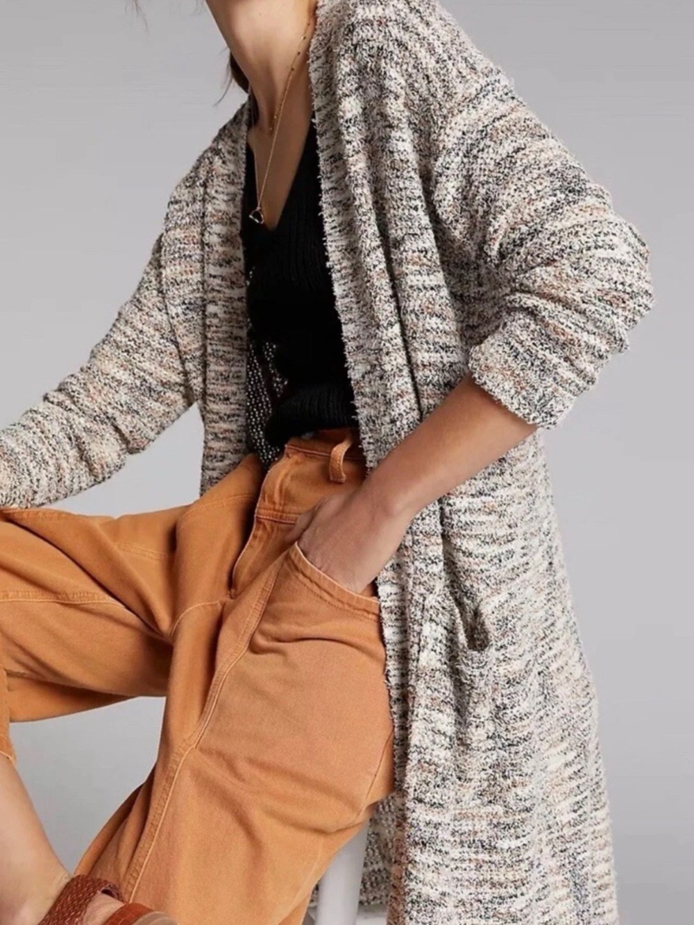 Anthropologie Pilcro Padma Space-Dyed Open Longline Cardigan